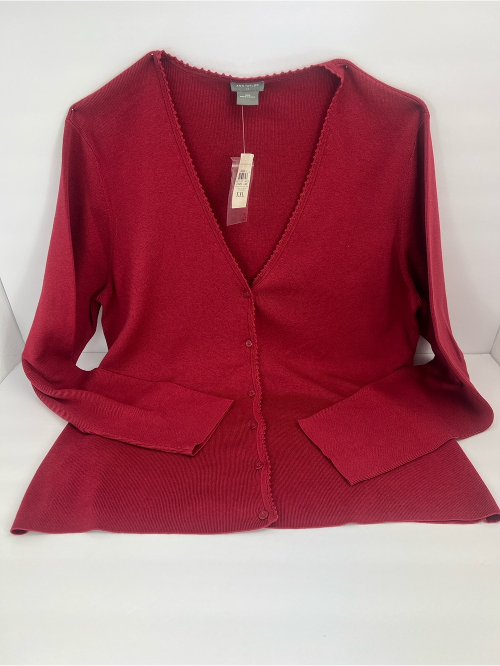 ANN TAYLOR WOMENS CARDIGAN/JACKET, RED COLOR, 75%SILK 25% COTTON SIZE XXL
